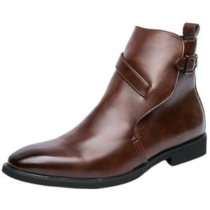 Men's Chelsea Boots Ankle Cowboy Boots For Men Dress Casual Shoes Working Elastic Slip On Men's Boots (Color : Brown, Size : EU 45)
