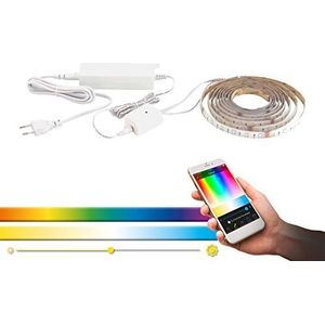 EGLO Connect STRIPE-C Ledstrip, 3 m, Smart Home lichtstrip, RGB, zelfklevend en in te korten, materiaal: kunststof, kleur: wit, dimbaar, witte tinten