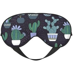 FZGGWYHL Cactus Succulent Plant Gedrukt Zacht Oogmasker Slaap Aid Oogmasker Reizen Slaap Oogmasker