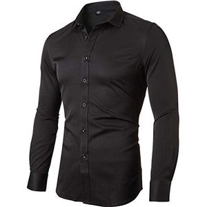 Elastisch herenhemd, lange mouw, slim fit, casual/formeel is beschikbaar, meerdere kleuren om uit te kiezen