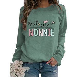 Floral Nonnie Sweatshirt Grandma Gift Women Casual Long Sleeve Graphic Mom Life Pullover Top Mother's Day