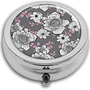 Mooie Bloemen Pil Box-3 Compartiment Geneeskunde Pil Case, Draagbare Geneeskunde Tablet Vitamine Houder Organizer voor Portemonnee Pocket