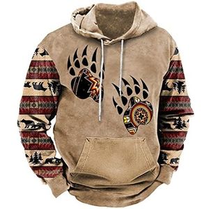 EVOHOUSE Mannen Retro Hoodie - Vintage Native Indians 3D Gedrukt Lange Mouw Sweatshirt Hooded Trui Trainingspak, # 2, XL