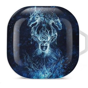 Man in Mystic Fire And Dragons Oordopjes hoesje compatibel met Samsung Hard Shell Beschermhoes Wit-stijl