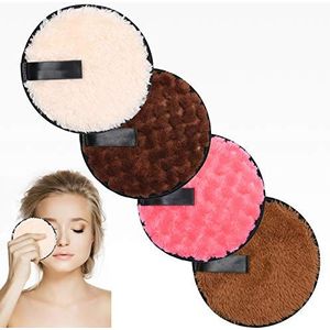 URAQT Make-up Remover Pads, 4 stuks Herbruikbare Gezichtsdoekjes, Zachte Wasbare Gezichtsreinigings Wattenschijfjes, 0 Afval Eco-vriendelijke Sponspads voor Alle Huidtypes