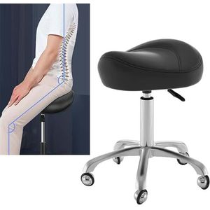 JAVPTAV Heavy Duty Hydraulische Rolling Stoel met Wielen voor Clinic Studio Tattoo Verstelbare Ergonomische Zadelkruk (zwart)