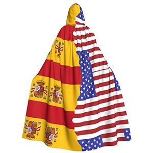 Halloween cape met capuchon, Amerikaanse vlag van Spanje, cosplay, verkleedkostuum voor Halloween, Kerstmis, kostuumfeest