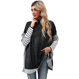 Vrouwen Casual Trui Trui Winter Gezellige Lange Mouw Coltrui Truien Gebreide Trui Top Losse Fit, Black, M