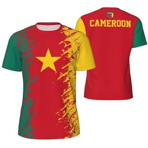 Sport T-Shirt Vintage Kameroen Vlag Graan Tees 3D Gedrukt voor Fitness Running Voetbal, Meerkleurig, M