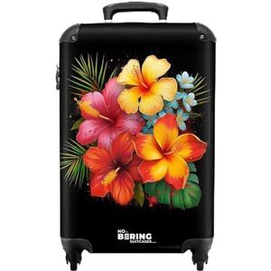 NoBoringSuitcases.com © Handbagage koffer Reiskoffer met wielen Trolleys Harde koffers in handbagage-middelgroot in 30 afbeeldingen (Tropische bloemen in street art stijl, 55x40x20 cm)