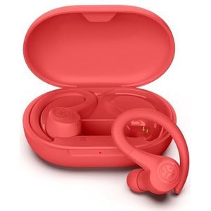 JLab Go Air Sport+ Running Hoofdtelefoon - True Draadloze Hoofdtelefoon Bluetooth, Haak Over Ear Oordopjes voor Sport & Gym, 35+ H Speeltijd In Oordopjes, IP55 Zweetbestendig, Opgelet Mode, Koraal