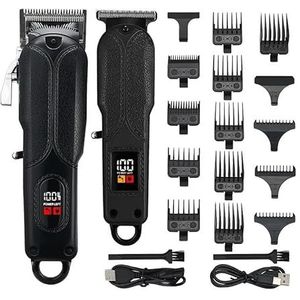 Tondeuses voor mannen, 2 stuks professionele tondeuse set oplaadbare tondeuse met LCD digitale kapper haarsnijmachine display draadloos