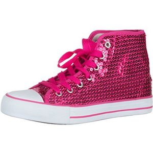 Brandsseller damessneakers met pailletten en glitter – Halfhoog model met veters, modieus en comfortabel voor dagelijks gebruik en feest – Pink