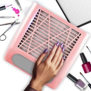 Retoo Professionele Nagelstofzuiger, 80 W, krachtige zuiger voor salon en thuis, 4500 tpm, roze