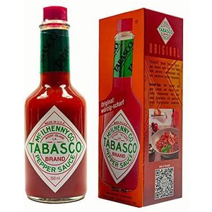 Food-United Tabasco Pepper Saus 1 glazen fles 350 ml origineel fruitig scherp slechts 3 natuurlijke ingrediënten geen conserveringsmiddelen zonder extra aroma's 3 jaar gerijpt in houten vaten