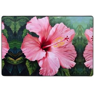 YJxoZH Hawaii Roze Bloem Print Home Decor Tapijten, Voor Woonkamer Keuken Antislip Vloer Tapijt Ultra Zachte Slaapkamer Tapijten