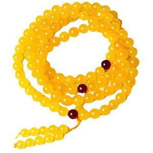 Kralen rozenkrans armband, boeddhistische armband, gele amber kralen armband ketting 108 Boeddha rozenkrans kralen for yoga gebed meditatie