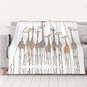 OKFSTY Wasbare, dubbelzijdige dikke leuke cartoon grappige giraffen deken warme pluche deken voor bank, sofa, bed 60 x 80 inch