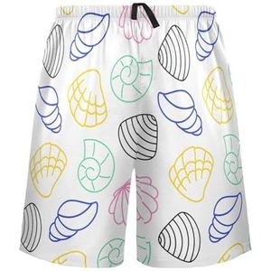 LI ZHI XIN Herenpyjamabroek, korte pyjamabroek, zomer casual shorts, elastische tailleband met trekkoord, rechte losse pasvorm met 2 zakken, S-XXL schelppatroon, Meerkleurig, S