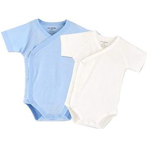 Blueleyu Unisex-baby rompertje met korte mouwen, katoen, babyrompertje, vest, onsies, Blauw/Wit, 3-6 maanden