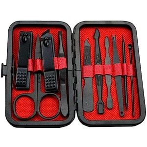 Travel Home Manicure roestvrij nagelknipper gereedschapsset met etui 10 stuks, 10 stuks, 15x10 cm