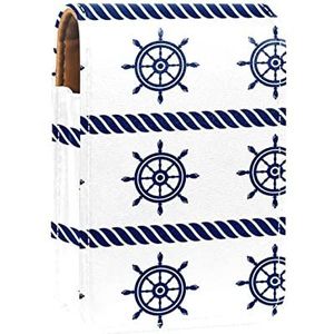 Horizontaal roer Draagbare Lipstick Case voor Reizen,Mini Lipstick Opbergdoos met spiegel voor Vrouwen Dames, Lederen Cosmetische Pouch, Meerkleurig, 9.5x2x7 cm/3.7x0.8x2.7 in