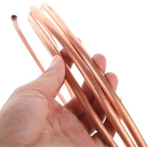 Koperen buis, opgerolde flexibele, zachte koperen buis T2 99,9% for airconditioning, meerdere maten, 1 meter(14x1mm)