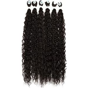 Kinky Curly Curly haarelastiek, synthetisch, golfvorm, voor vlekkenverlengingen, 100 g/3 stuks, 4 (med bruin), 30 inch