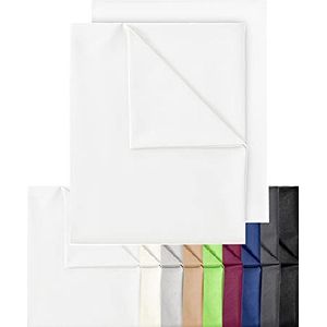 GREEN MARK Textilien Set van 2 klassieke lakens lakens van 100% katoen, zonder elastiek, vele formaten en kleuren, 240 x 275 cm, wit