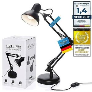 Retro werklamp leeslamp bureaulamp tafellamp werklamp bureaulamp bedlamp met scharnierende arm gemaakt van metaal incl. LED lamp (Black)