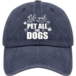 OOWK Baseball Caps Life Goal Pet Alle Honden Trucker Caps voor Vrouwen Grafisch Gewassen Denim Verstelbaar voor Tennis Geschenken, marineblauw, one size