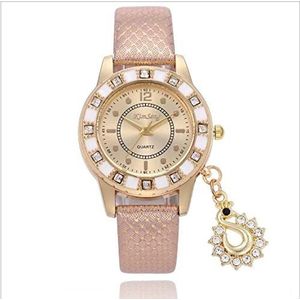 Luxe horloge Vrouwen Gold Diamond Watch Horloge van de Vrouwen Swan Pendant horloge Snake Skin Female polshorloge Reloj Mujer (Color : 3)