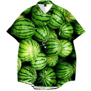 Ffnkrnfi Mannen Fruit Patroon Shirt 3D Print Kleurrijke Casual Strand Hawaiiaanse Shirt Zomer Korte Mouw Plus Size Knop Blouse, 00217, M