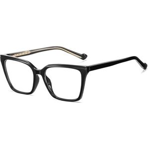 moomoobird Vierkante computerbril, anti-blauw licht, TR90-montuur, modieuze kattenoogbril, montuur voor vrouwen, Zwart met helder