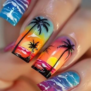 Easy Wear Palm Tree Press-On - Acryl Valse voor Snelle Modieuze Manicure