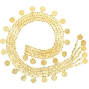 Vrouwen Ketting Riemen Gold Body Chains India Etnische Dans Kleding Accessoires Mode Bruid Bruiloft Sieraden, metaal, Witte diamant