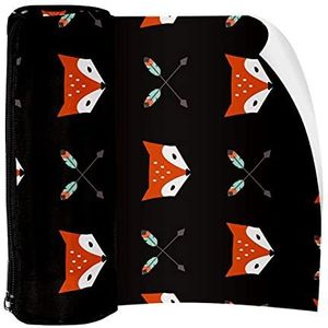 Potlood Case Pen Tas Houder met Rits Coin Organizer Tassen Make-up Cosmetische Pouch voor Vrouwen Tiener Meisjes Jongens Kinderen, Fox Hoofden Pijl Gekruiste Zwarte Achtergrond