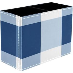 YTYVAGT Make-up borstelhouder, potlood cup, pen cup, blauw wit geruit, bureau pennenhouder