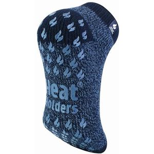 HEAT HOLDERS - Mens 2.3 TOG warme dikke antislip laag uitgesneden enkel thermische slippers sokken | Trainer sokken met handgrepen voor de winter, marineblauw, 40-45 EU