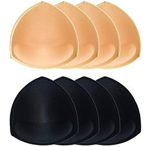 TopBine Beha Inzetstukken Bra Pads Verwijderbare Sport BH, Bikini Ondergoed Inzetstukken Pads, 2 Beige 2 Zwart M, B / C