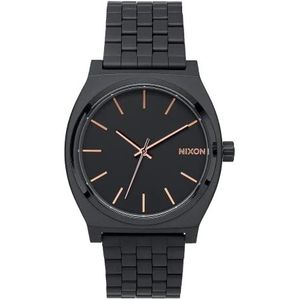 Nixon Time Teller polshorloge analoog kwarts, geheel zwart/roségoud, Eén maat, armband