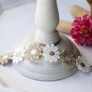 2,5 cm nieuwe katoenen kant lint witte zonnebloem geborduurde oorbellen DIY sticker kleding accessoires trouwjurk decoratie 1 meter-A 2,5 cm-1 meter