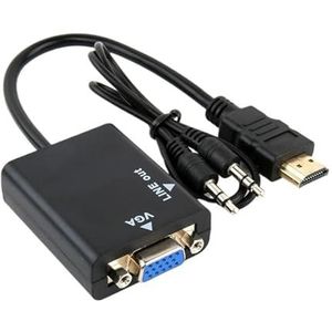 ALcorY HDMI stekker naar VGA stekker audiokabel HDMI naar VGA stekker HDMI naar VGA computer mobiele telefoon High Definition voor bewaking