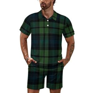 Schotse tartan geruite heren poloshirt set korte mouwen trainingspak set casual strand shirts shorts outfit 5XL