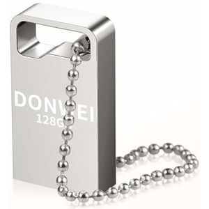 DONWEI USB-stick, 128 GB, extern geheugen Mini, metaal, USB 2.0, draagbaar, cadeau
