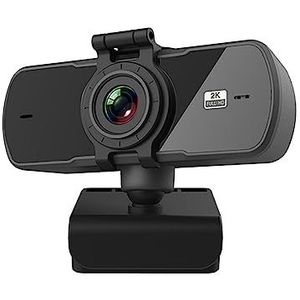 USB-webcamera 2K HD Autofocus Webcam Ultraheldere lens Ingebouwde microfoon Draaibare webcamera met stofbeschermingskap Voor conferenties, opname