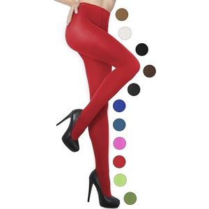 sesto senso Panty voor dames, ondoorzichtig, 50 denier, microvezel, 3D, rood, XS-S