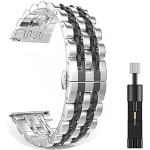 Horlogebandje Roestvrijstalen band Horloge 4 44mm 40mm Bands 20mm 22mm Metalen Armband Galaxy Watch4 Classic 46mm 42mm riem (Band Color : Silverblack-t, Band Width : Galaxy watch4 44mm)