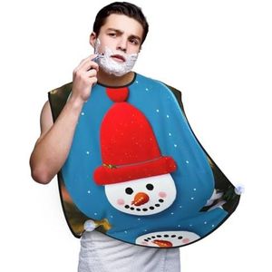 OdDdot Kerst Karton Sneeuwpop Print Baard Bib Schort Baard Catcher Mannen Non-Stick Materiaal Baard Schort Voor Styling En Trimmen, Zwart, Eén Maat