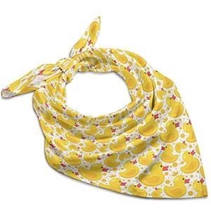 Gele rubberen eend bandana's voor mannen en vrouwen, vierkante kop, zijden sjaal, lichtgewicht wikkelhals, zakdoek, halsdoek, 45,7 x 45,7 cm